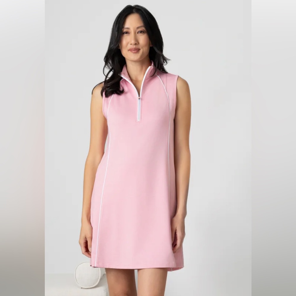 Cute Pink Sleeveless Active Dress with Zip Detail - NEW - women’s Medium